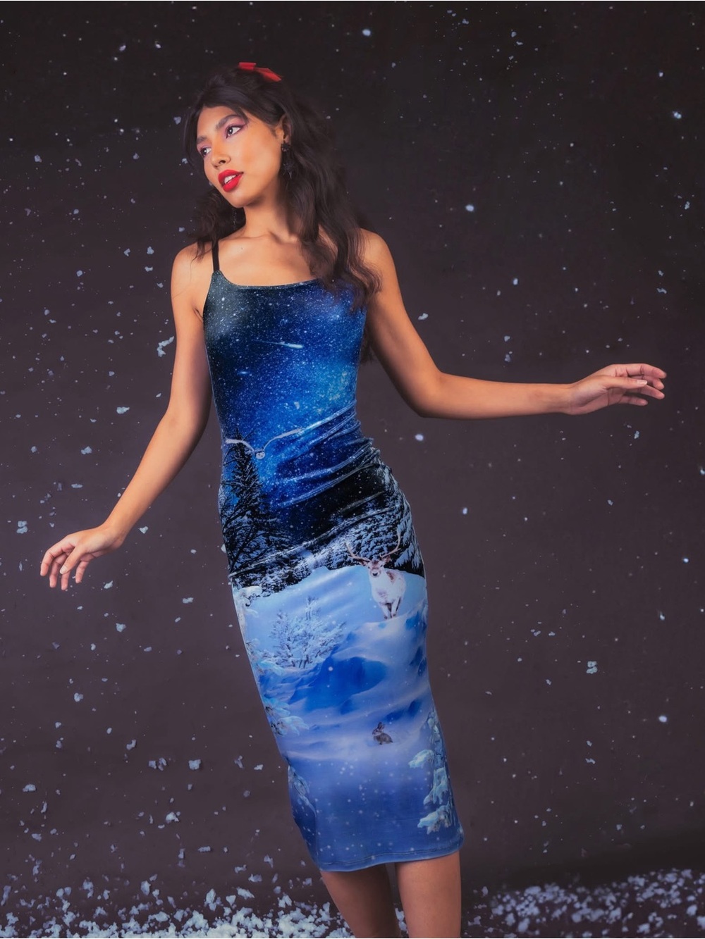 Blackmilk Winter Creatures Velvet Bodycon Slip Dress